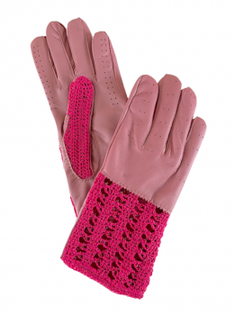 Dámské kožené rukavice Pink Crochet 7,5