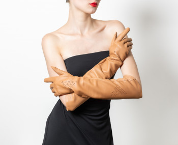 Dámské kožené rukavice Perforated Nude - KUP TEĎ