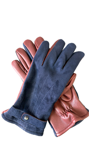 Pánské  kožené rukavice Naravir  Nubuck modrá s hnědou 9