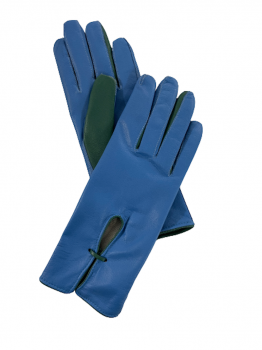 Dámské kožené rukavice modrozelené 7