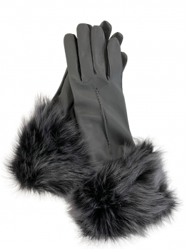 Dámské kožené rukavice kožešinka BLACK
