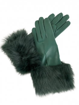 Dámské kožené rukavice kožešinka Green