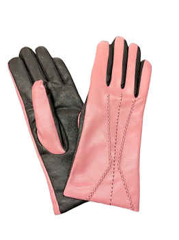 Dámské kožené rukavice Pudr-black 7