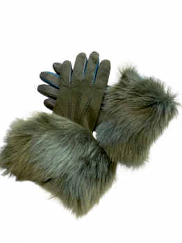 Dámské kožené rukavice kožešinka  OLIVE  7