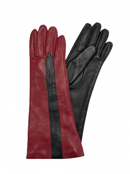Dámské kožené  rukavice černo-červené 6,5