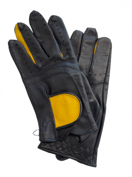 Pánské řidičské rukavice černo žluté 8