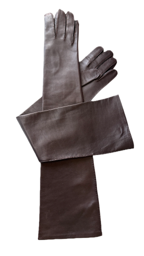 Dámské kožené rukavice EXTRA LONG 7,5 BROWN