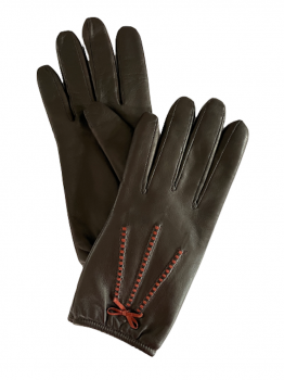 Dámské kožené rukavice 7,5 s průpletou