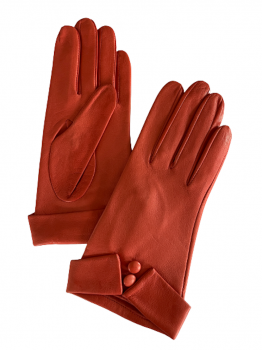 Dámské kožené rukavice 7 červené s knoflíčky