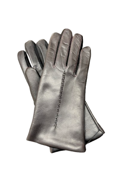 Dámské kožené rukavice černo šedé 7