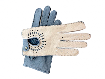 Dámské kožené rukavice  Váta 7,5  Grey-Ivory