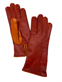 Dámské kožené rukavice 7,5 red orange