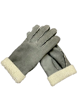 Pánské zimní kožené rukavice Grey fur 8,5