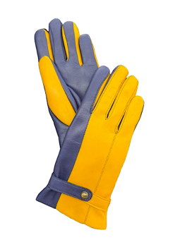 Dámské kožené rukavice RASA 7 žlutá s modrou