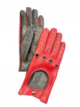Dámské kožené rukavice řidičské 7,5 red -black touch