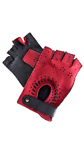 Dámské kožené rukavice VRITTI bezprstové  Red/black