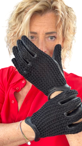 Dámské kožené rukavice  Crochet black 7-7,5