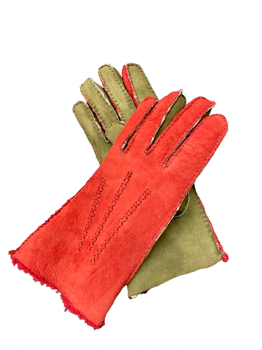 Dámské kožešinové rukavice PRAKRITI  Olive Red 7