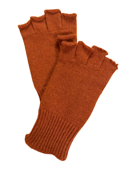 Kašmírové pletené rukavice bezprsté skořicové