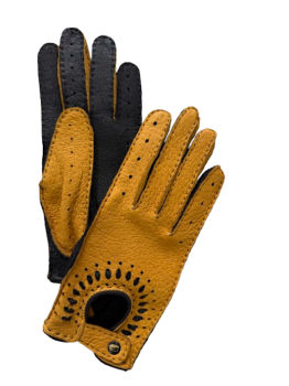 Dámské kožené rukavice Peccary black yellow 7,5