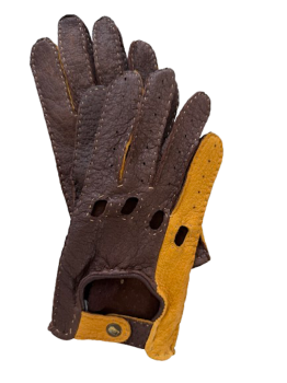 Dámské kožené rukavice Peccary Marron Mustard 7