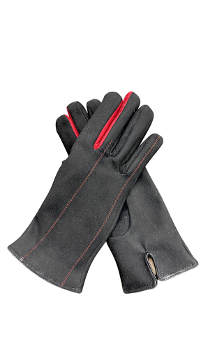 Dámské kožené rukavice Nubuck black 7,5 red